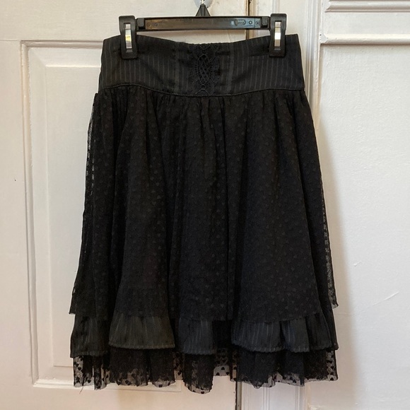 Axes Femme Skirts Axes Femme Black Mini Heart Tulle Tiered Gothic